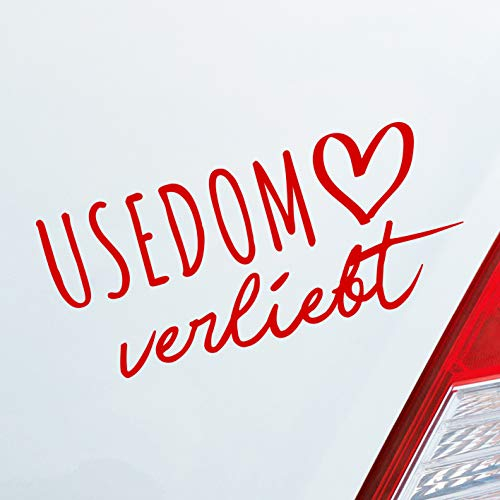 Hellweg Druckerei Usedom verliebt Herz Insel Ostsee Liebe Car Auto Aufkleber Sticker Heckscheibenaufkleber
