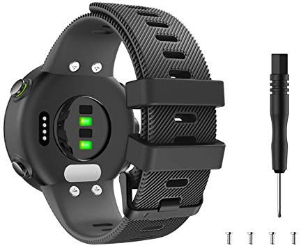 MoKo Armband Kompatibel mit Garmin Forerunner 45/Swim 2, Silikon Ersatzarmband Sportarmband Atmungsaktiv Uhrenarmband Wechselarmband, Schwarz