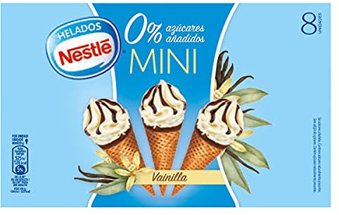 Nestlé Mini Helado, Vainilla Cono Sin Azúcar, 8 x 60ml (Congelado)
