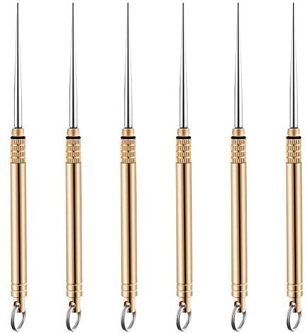 CYSJ 6 PCS Stuzzicadenti in titanio, Portatili in Titanio Portachiavi Stuzzicadenti, Tascabile Stuzzicadenti Porta Stuzzicadenti in Metallo per Picnic all'Aperto - Ottone