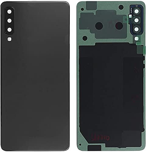 Akku-Abdeckungen + doppelseitigem Klebeband + Linse kompatibel für Samsung Galaxy A7 (2018) SM-A750F A750 Nr. 1 Rückseite Back Cover Rückseite + Kleber + Linse mit Rahmen (schwarz)