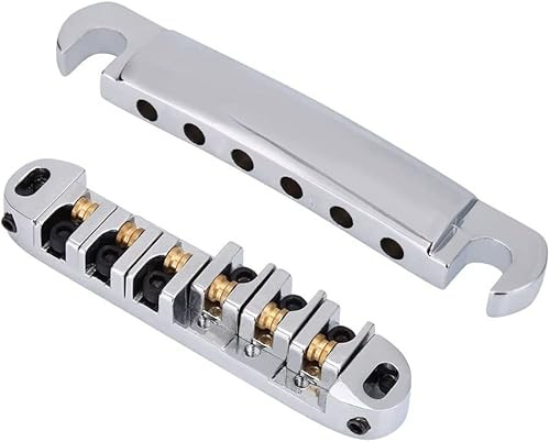 Tyenaza Gitarren-Rollenbrücke, E-Gitarren-Brückensattel AluRollensattelbrücke Ersatzteil langlebig Korrosionsschutz für 6-saitige E-Gitarren-Steg Ersatzteile(Dreifarbig)