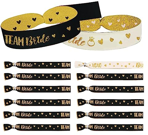 SHOWHEEL 12pcs JGA Armbänder Set für Frauen,1 x Bride + 11 x Team Bride Armbänder,Set JGA Armbänder,Team Bride,JGA armbänder Frauen,für Junggesellinnenabschied Braut Hochzeit Hen Party Accessoires