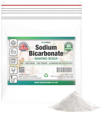 Grow Chem Sodium Bicarbonate (1KG Bag) - Pure Baking Soda, Resealable - UK Made Food Grade Bicarbonate of Soda for Cleaning, Odours, Teeth, Bath Bombs, Gardening & Cooking - Aluminium Free