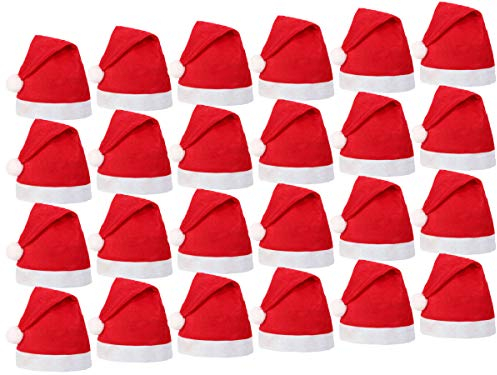 Alsino Weihnachtsmütze rot Warmer Fellrand Plüsch Nikolausmütze Weihnachten Nikolaus Erwachsene aus Filz mit Bommel 32 (6 Stück)
