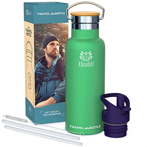 LG Luxury & Grace Botella de Agua Acero Inoxidable 500 ml. Cantimplora de Metal con Funda de Neopreno. Botella Térmica para Bebidas Frías y Calientes con Tapón Intercambiable. Doble Pared & Sin BPA.