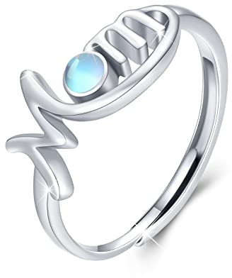 Mutter Ringe 925 Sterling Silber Mondstein Mama und Tochter Ring Verstellbare Ringe Mutter Ring Geburtstag Weihnachten Geschenke für Mama Damen