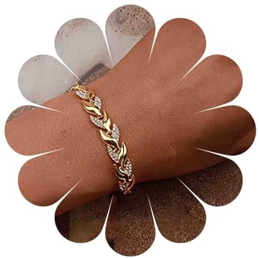 TseenYi Feuille Vigne Bracelet Feuille D'or Zircone Chaîne Bracelet Bracelet Mode Strass Bracelet Pour Femmes Mariage Demoiselle D'honneur Cadeaux Bijoux Pour Femmes Et Filles (1 Pcs)