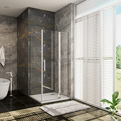 Porta Battente per Box Doccia Angolare con Parete Laterale Misura 100x75X195 cm in Vetro Temperato Trasparente Anticalcare da 6 mm 2 barre di supporto