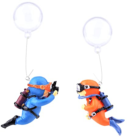 TOYMIS 2-Pack Aquarium-Dekorationen, Süßer Kleiner Taucher Aquarien Dekoration Aquarium Taucher Ornament schwimmendes Aquarium Zubehör (Orange, Blau)