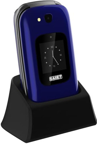 SAIET - Cellulare per Senior Facile da Usare PRIME - Telefono per Anziani con Tasti e Caratteri Grandi - Con Doppio Display Audio Amplificato - Blu