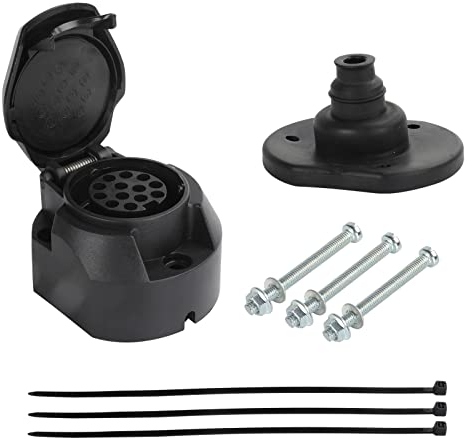 Qiping Presa 13 Poli Rimorchio con Guarnizione e Viti di Montaggio, Presa per Gancio di Traino 13 Pin ISO-11446 12V 24V per Autocarro, Auto, Veicoli