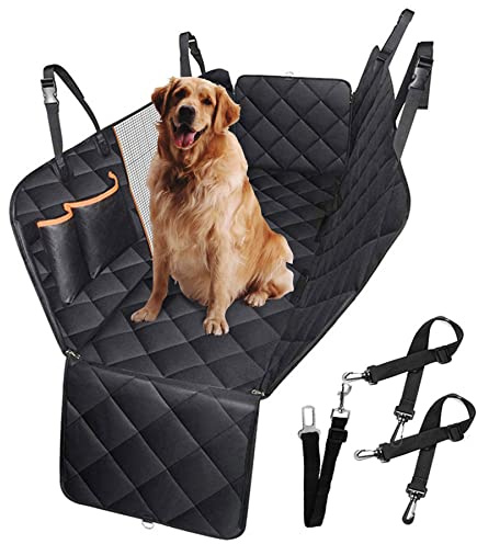 CALIYO Hundedecke Auto Rückbank, Autoschondecke Hund Rücksitz mit Seitenschutz und Sichtfenster, Wasserdicht & Kratzfest - Universal hundematte Auto (Schwarz)
