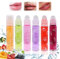 Lip Gloss Set, 6 Stäbchen Farblos Lipgloss Durchsichtig, Glitzer Lipgloss Aufrollen, Fruity Moisturizing Lip Oil Sheer Glossy Liquid Lipstick für langanhaltend Pflegende Lippen