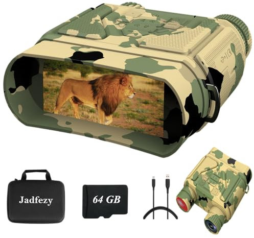 Jadfezy Night Vision Goggles Night Vision Binoculars for Total Darkness,Digital Infrared Night Vision with 3'' Large Viewing Screen and 64GB SD Card for Camping and Hunting (Camouflage)