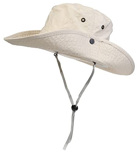 NiceYnn Large Bord Chapeau de Soleil avec Cordon Bob Pliable Eté Safari Pêcheur Randonnée #C Beige