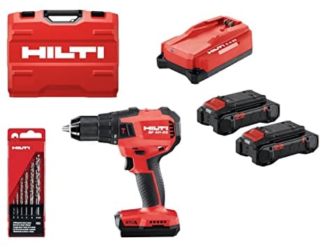 Hilti 2407290 Kit Atornilladora NURON SF 4H-22 + 2 baterías B 22-55 + cargador C 4-22 + Juego de 6 brocas HSS (Perforación sin percusión con atornillado. Peso 1,4 kg. Incluye maletín)