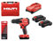 Hilti 2407290 Kit Atornilladora NURON SF 4H-22 + 2 baterías B 22-55 + cargador C 4-22 + Juego de 6 brocas HSS (Perforación sin percusión con atornillado. Peso 1,4 kg. Incluye maletín)
