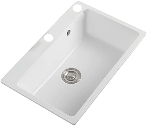 INGVY Fregadero De Cocina Fregadero De Mármol Adecuado como Fregadero De Cocina De Montaje Superior Y De Montaje Inferior De Un Solo Tazón For El Fregadero Grueso De La Barra De La Oficina del Pat