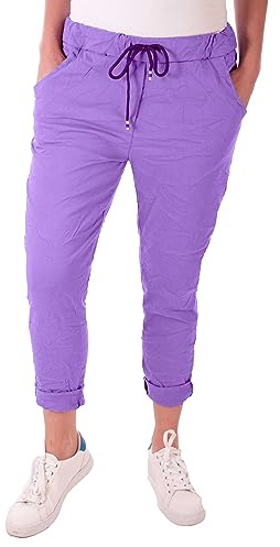FASHION YOU WANT Damen Hose Stretch Sweatpants Jogginghose für Freizeit Boyfriend Baggyhose (46, Flieder)