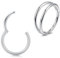 Longita 2 Stück Nasenpiercing Ring Helix Septum Nasenring Ohrpiercing Conch Knorpel Ring Silber 18g 6mm