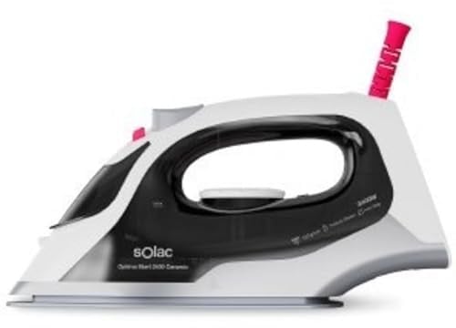 Solac - Plancha de Vapor Optima Start 2400W | Golpe de Vapor 120g/min | Vapor Continuo 30g/min | Suela Cerámica Antiadherente | Función Spray y Anti-Goteo | Planchado Vertical Rápido y Eficaz