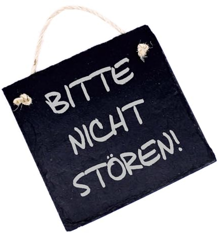 BITTE NICHT STÖREN Schild Schiefertafel graviert Türschild Türdeko Hinweisschild zum Anhängen 11x11cm