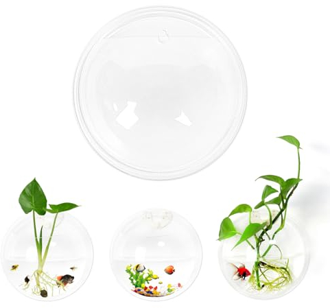 Lot de 2 terrariums muraux à suspendre au mur, aquarium, pot de fleurs transparent, vase de fleurs globe en acrylique, réservoir à bulles pour plantes succulentes, plantes hydroponiques