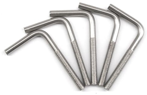 Pernos de fundación en forma de L M6 x 60 mm, acero inoxidable 304, tornillo de anclaje en ángulo recto, tornillo cuadrado largo