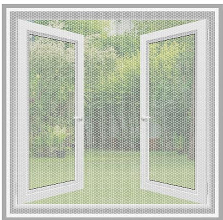 Set da 2 Zanzariere Per Finestre Universali più 2 Adesivi Resistenti, Zanzariera Adesiva Ritagliabile Per Finestre fino a 160 x 180cm, Zanzariere Su Misura Regolabile, Taglierina Inclusa