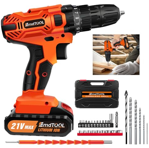 21V Akkuschrauber mit 1 Akkus 1500mAh Mini Akkuschrauber, Akkus Bohrschrauber 45Nm Akku Schrauber 25+1 Akku Schraubendreher, 29pcs Zubehör für Haus und Garten DIY Projekt