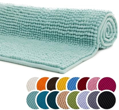 liebling Badteppich, 100% Polyester - Mikrofaser, Serie Chile, 60 x 100 cm, 30 Grad waschbar, Fußbodenheizung geeignet, Farbe: Mint