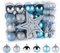 ilauke 70er Set Weihnachtsbaum Deko, Weihnachtskugeln Kunststoff Weihnachtsbaum Kugeln Weihnachtsbaumkugeln Christbaumkugeln Blau Mit Weihnachtsbaum Deko Anhänger Für Christbaumschmuck Party Home
