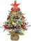 Elecoutek 60CM Mini Artificial Christmas Tree with LED Lights, Small Xmas Tree with Star Topper, Balls, Bows, Pine Cones for Christmas Decorations (Red, Gold, Silver)