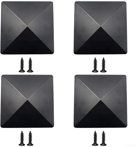 Upgrade Your Fence Black Plastic Pyramid Post Cap for 4x4 inches Posts, Pack of 4 (4pcs)