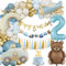 Geburtstagsdeko 2 Jahre Jungen, Bären Deko Kindergeburtstag 2 Jahre, Luftballon Geburtstag Deko 2. Blau Gold, Happy Birthday Girlande Banner Tortendeko 2 Folienballon Geburtstag Party Dekoration Junge