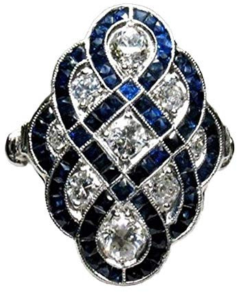 PULABO Damen Verlobungsring mit Saphir und weißem Diamant beliebt