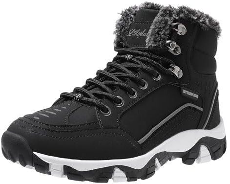 Littleplum Damen Winterstiefel Warm Gefüttert Trekking Schuhe Herbst Outdoor Schneestiefel Winterschuhe,Schwarz,38 EU