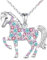 QEXUJOW Ketten für Damen Damen Halskette 925 Sterling Silber Halskette Damen Mädchen Pferd Anhänger Halskette Glückskette (Farbe)