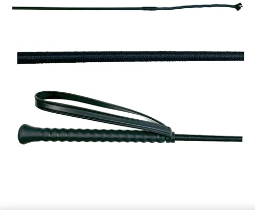 JA Horse Fleck Reitgerte Dressurgerte Pferd Reiter Reitsport Gummigriff mit Handlasche Basic Gerte für Anfänger 80-130 cm (Schwarz, 80 cm)