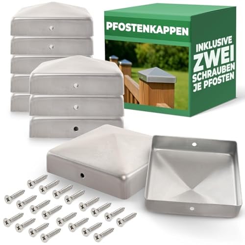 Novatool 10er-Set Pfostenkappen 71x71mm verzinkt mit Schrauben, Pfostenabdeckung Pfostenkappe 7,1cm Holzpfosten Zaunpfosten Abdeckung Abdeckkappen Abdeckkappe Zaunkappe Zaunkappen Pfostenschuhe