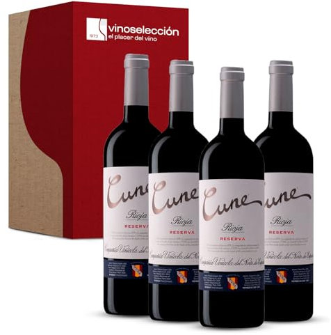 VINOSELECCION - Cune Reserva 2019 - Vino Tinto D.O. Ca. Rioja 85% Tempranillo, 15% Garnacha Tinta, Mazuelo y Graciano 4 Botellas x 75 cl