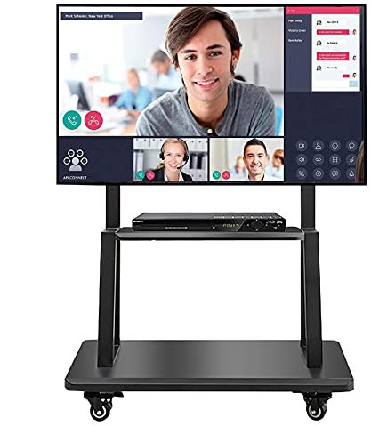 IUBGFTO Meuble TV Haut pour Chambre à Coucher avec Rangement, Convient aux écrans LCD LED 50 55 60 65 70 75 Pouces, Chariot TV Roulant Autonome sur roulettes, Support TV au Sol réglable en Hauteur