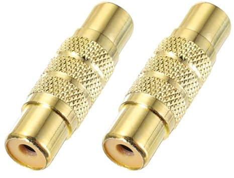 sourcing map RCA to Speaker Wire Connector, RCA Female to RCA Female Zinc Alloy Gold Plated Stereo Audio Connector Adapter Video Cable RCA Converter Black 2pcs