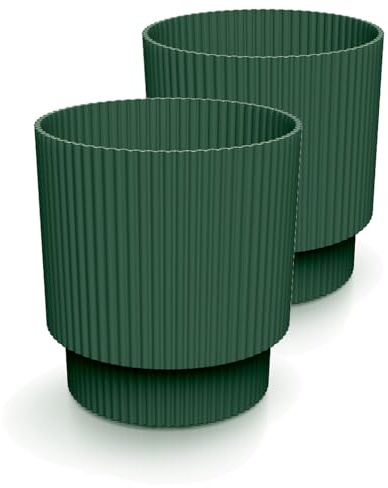 Tymar DBMIN Lot de 2 pots à fleurs ronds Vert forêt Diamètre 13 cm