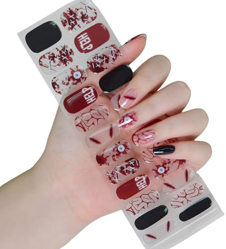 Semi Cured Gels Nails Stickers Glow In Dark Nails Polish Strips Halloween Nails Strips Nails Art Decortion