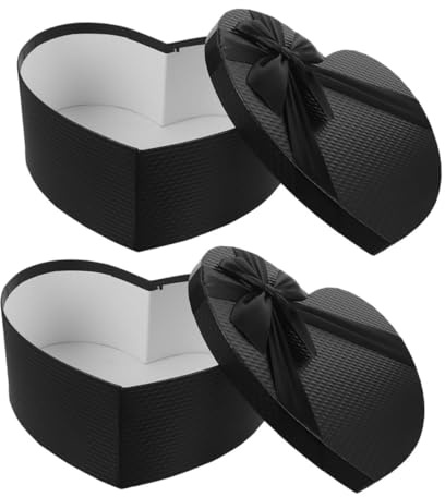 Warmhm 2St Geschenkbox Papier Herz kleine Kisten Schmuckstück Musik geschenkverpackung geburtstagsgeschenk partygeschenke hochzeit Kästen für Blumenarrangements Boxen mit Deckel Black