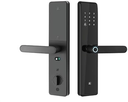 A2 Fiori – 5-in-1 Biometric Fingerprint Door Lock with App Control, Keypad, RFID Card & Mechanical Key | Smart Digital Lock for Home & Apartment | Champagne Gold/Matte Black. (Matte Black)