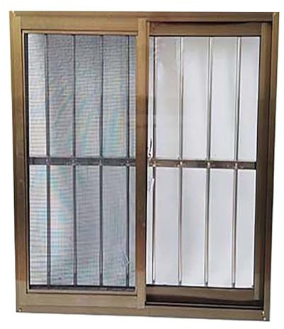 Horizontal Sliding Basement Window with Security Mesh & Screen, Ventilated Design for Shed, Chicken Coop, Bathroom, Barn, Loft - Champagne, 100x100cm (39.4x39.4in)
