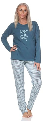 Normann Damen Langarm Schlafanzug Pyjama im Ethnolook